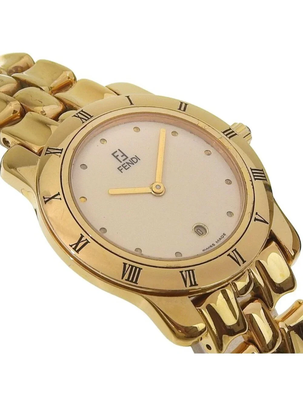 Fendi Gold Plated Quartz Analog Display Boys Ivory Dial Watch